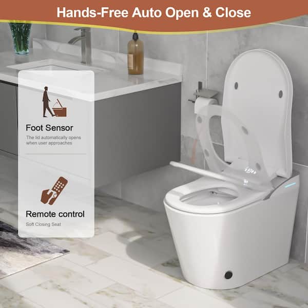 Logmey Smart Elongated Bidet Toilet with Mood Light and Auto Features