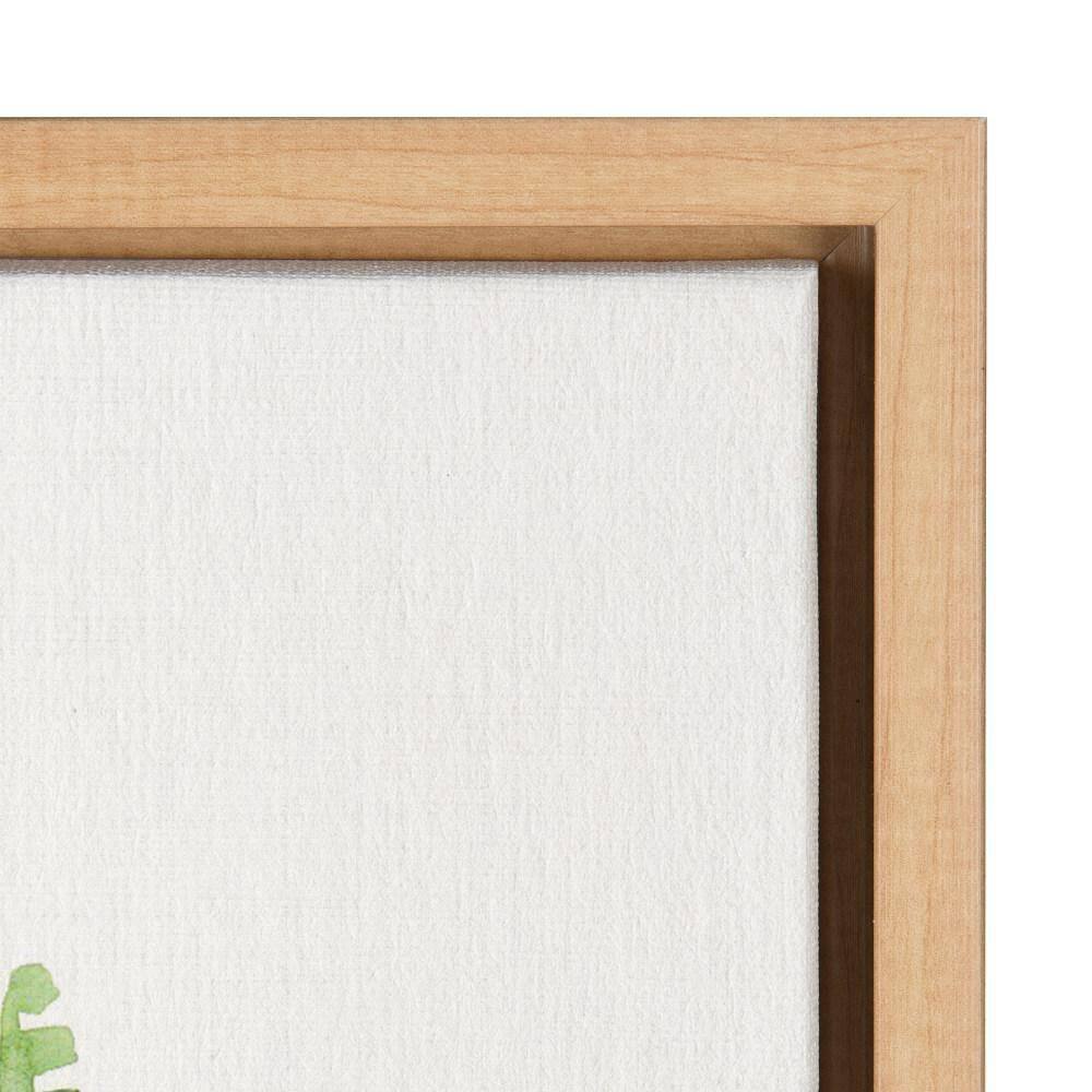 24" x 18" Green Fern Abstract Canvas Print with Natural Frame