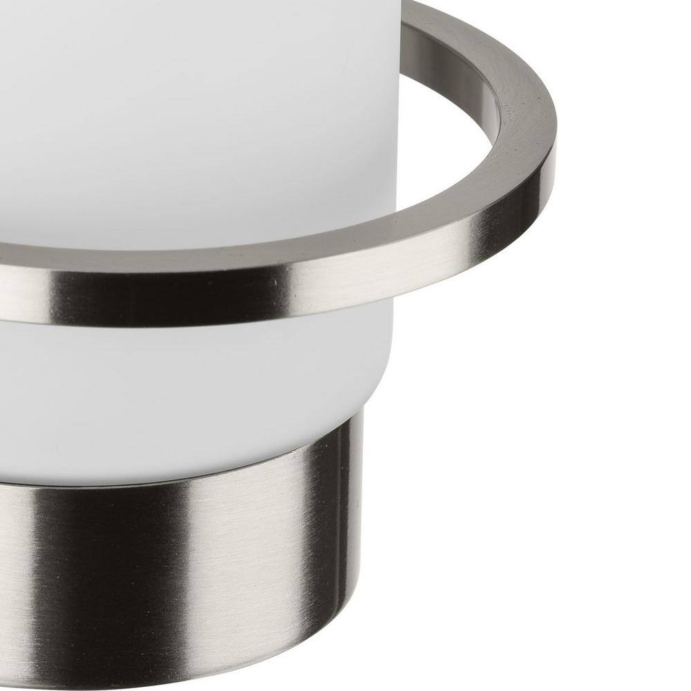 Brushed Nickel Cylinder Vanity Light with Etched Glass Shade