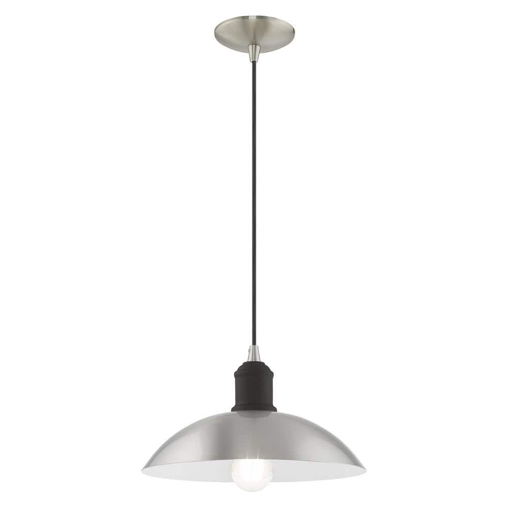 Brushed Nickel 1-Light Mini Pendant with Glass Bowl