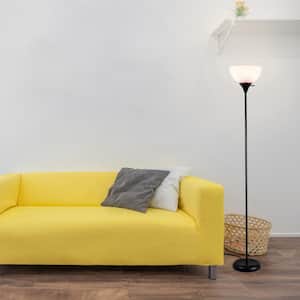71 in. Torchiere Charles Standing Floor Lamp, LED Torch Uplighting for Bedroom/Living Room, Black