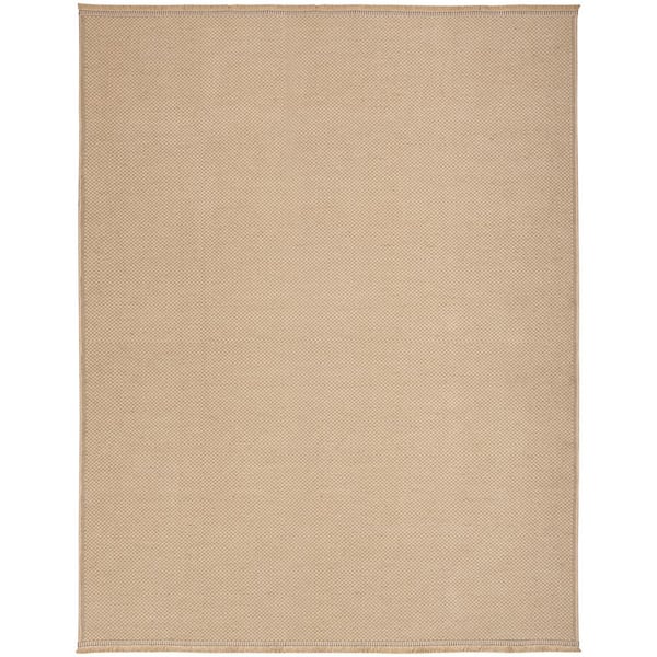 Nourison Washable Jute Natural 8 ft. x 10 ft. Solid Geometric Contemporary Area Rug