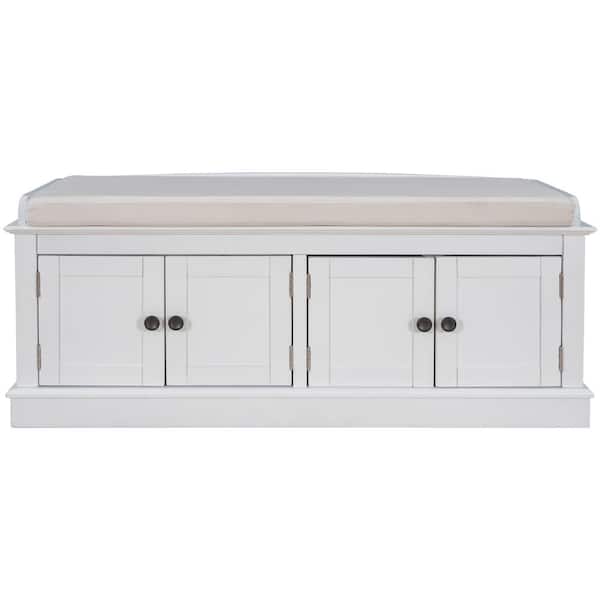 Harper & Bright Designs White Entryway Storage Bench, Dining Bench