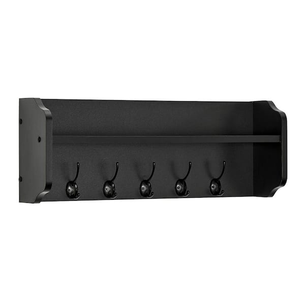 Metal Utility Shelf with Hooks Black - Brightroom™