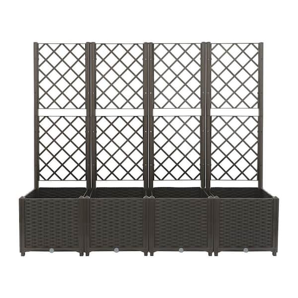 63 in. x 55.95 in. Outdoor PP Plastic Rectangular Brown Planter Box Planter for Climbing Plant