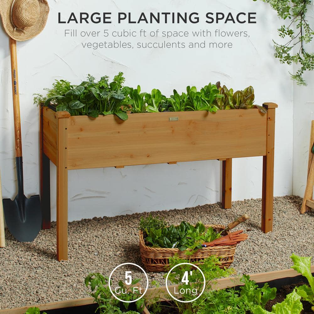 Acorn Brown Fir Wood Elevated Garden Planter Box