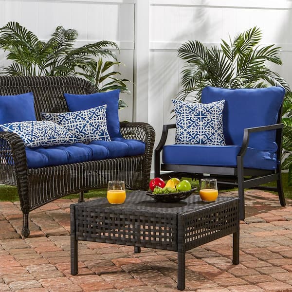 Greendale Home Fashions Indigo Lattice Lumbar Outdoor Throw Pillow