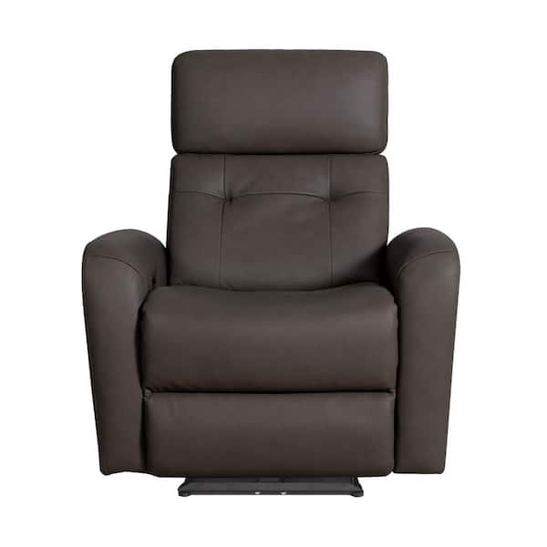 DEVON & CLAIRE Keira Brown Leather Power Recliner with Power Headrests