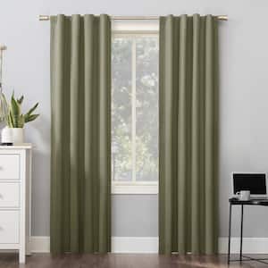 Cyrus Olive Green Polyester Solid 40 in. W x 63 in. L Noise Cancelling Grommet Blackout Curtain