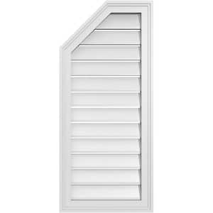16 in. x 36 in. Octagonal Surface Mount PVC Gable Vent: Functional with Brickmould Frame