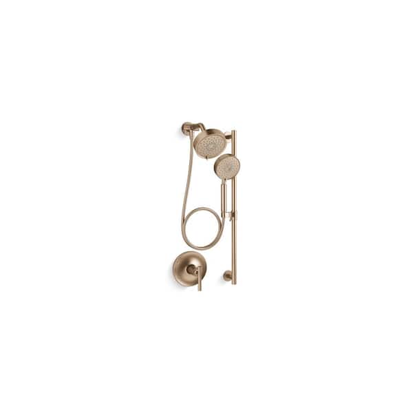 KOHLER Purist Essentials 3-Spray 2.5 GPM Performance Showering Package in Vibrant Brushed Bronze
