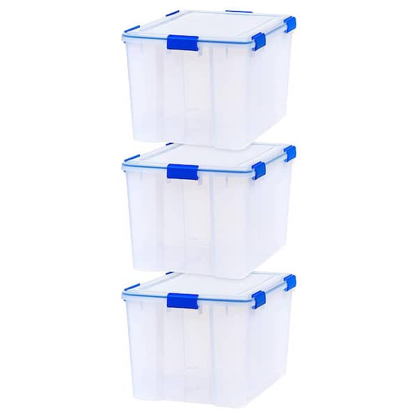 Unbranded 70 qt. Plastic Storage Bin with Lid in Clear (3-Pack)
