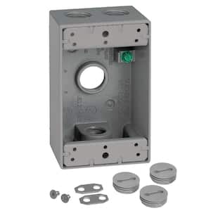1-Gang Metal Weatherproof Electrical Outlet Box with (4) 3/4 inch Holes, Gray