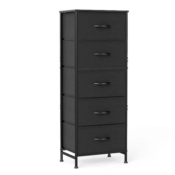 WONDER COMFORT Classical Black 5 Drawer 11.8 in. Wide Chest of
