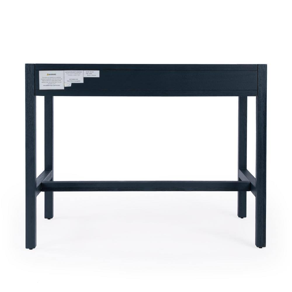 Elin 116'' Navy Minimalist Wood Writing Desk with Drawers