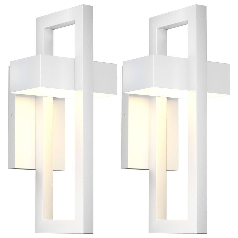 16.5 in. White LED Outdoor Hardwired Wall Lantern Scone (2-Pack) price history on PriceWatchPro