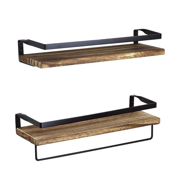 Peter's Goods Modern Floating Shelves with Rail - Wall Mounted Bathroom Wall Shelves with Towel Bar - Also Perfect for Bedroom Decor and Kitchen