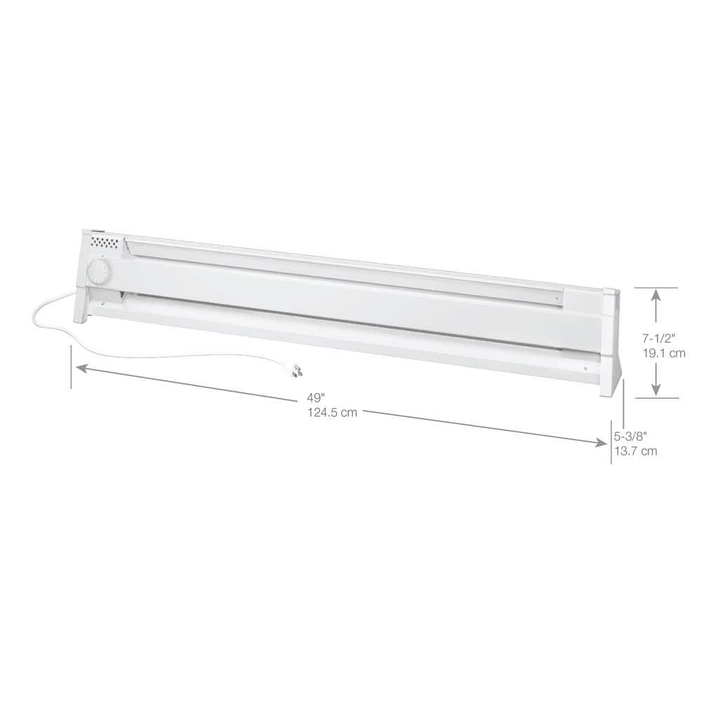 Cadet 49" White Electric Convection Baseboard Heater with Thermostat