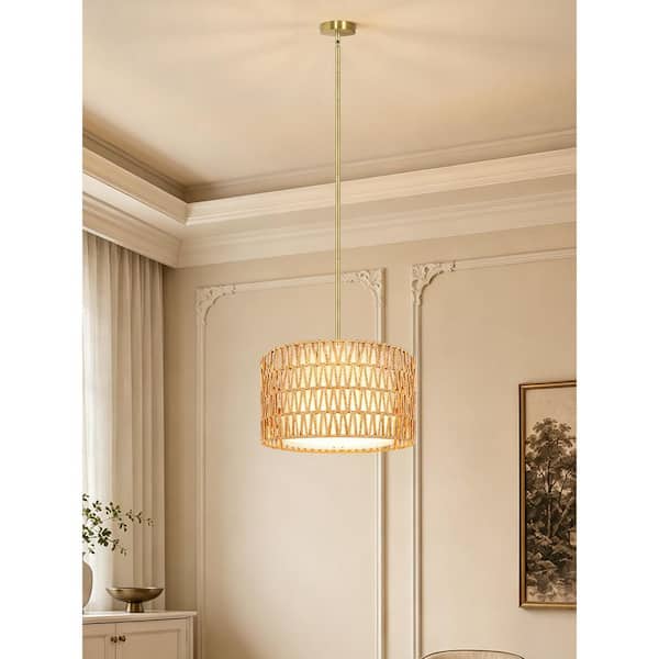 OUKANING 1 Light Multicolored Retro Shaded Pendant Light with