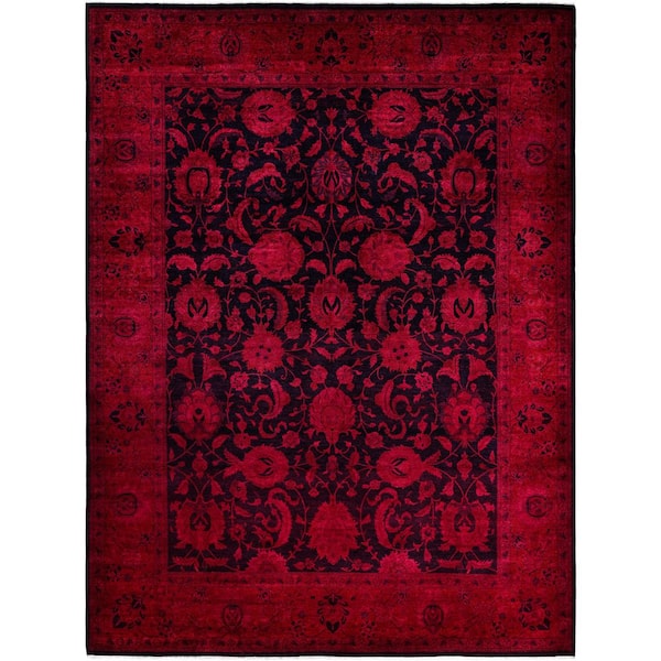 Overdyed Purple 9 ft. x 12 ft. Solid Wool Indoor Area Rug