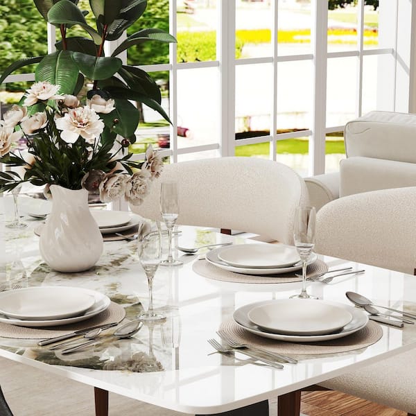 J&E Home 62.99 in. Pandora White Rectangle Sintered Stone Tabletop