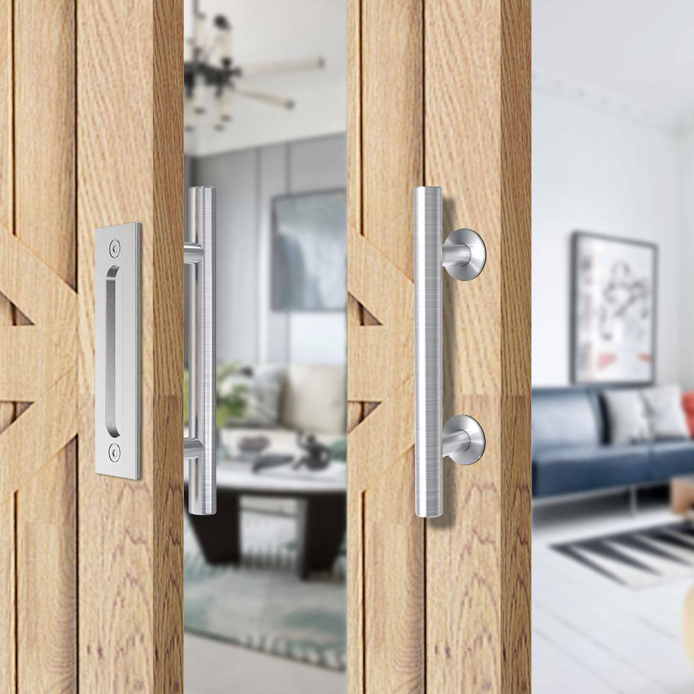 12'' Stainless Steel Sliding Barn Door Handle Set, Double Sided