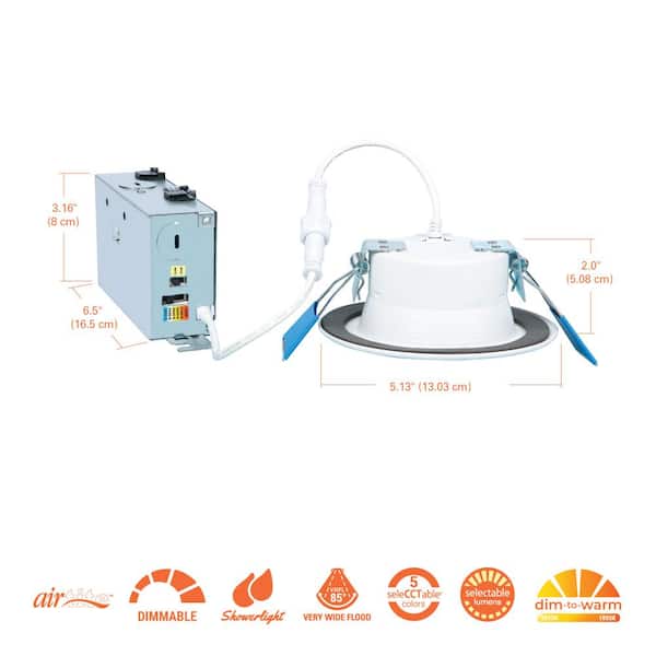 RL 4 in. Canless Recessed LED Downlight, 600/900lm, 5CCT, D2W, 120V, DM