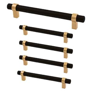 Emery 5 1/16 in. (128 mm) Center-to-Center, Matte Black/Satin Gold Bar Pull, 5-Pack