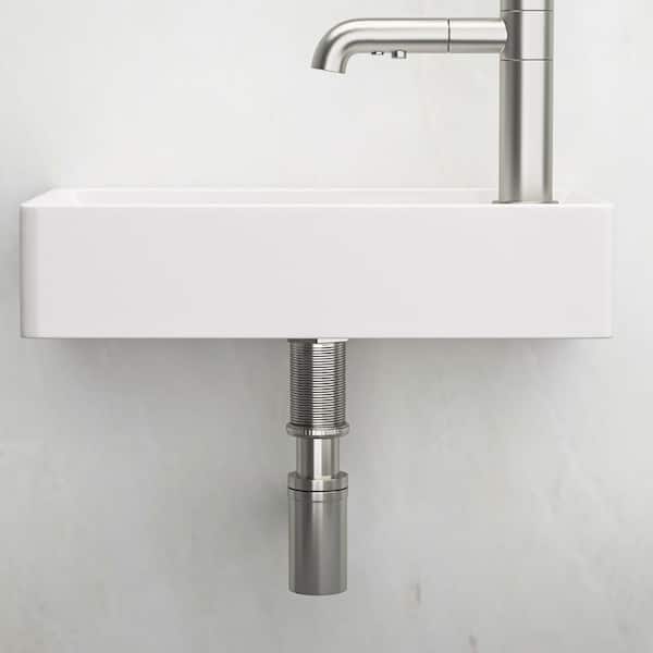 3.94 in. Ceramic Wall-Mounted Rectangular Bathroom Sink in White