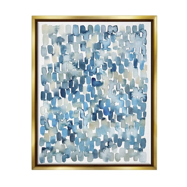 Coastal Tile Abstract Soft Blue Beige Shapes by Grace Popp Floater Frame Abstract Wall Art Print 17 in. x 21 in.