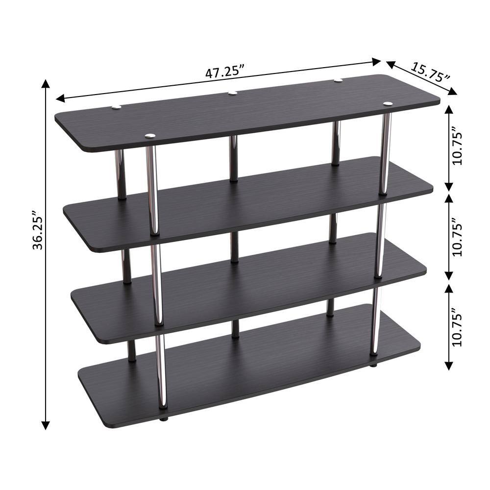 Designs2Go Highboy XL Black TV Stand with 4-Tier Shelving