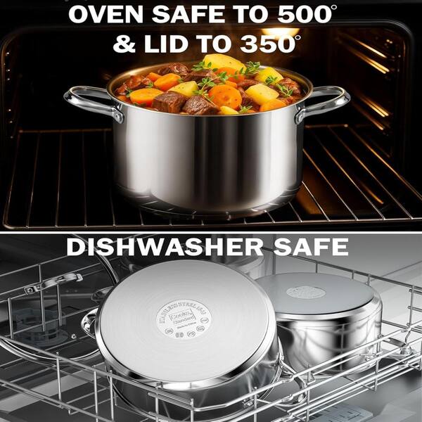 Cooks Standard 8-Quart Stainless Steel Large Dutch Oven Casserole