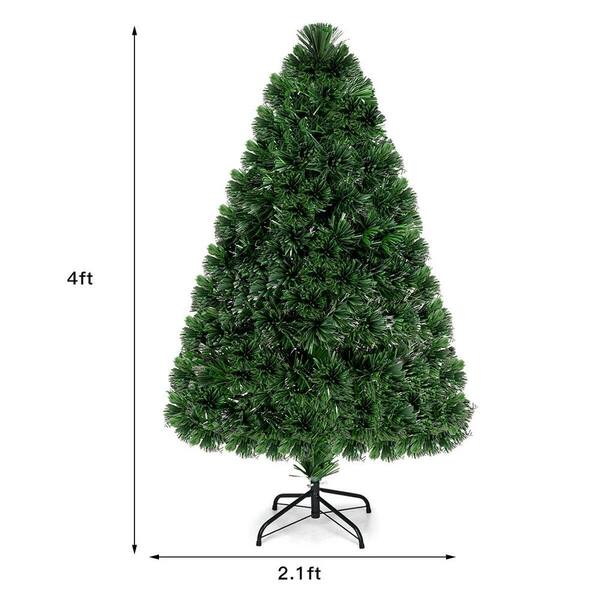 Costway 4 ft. Pre-Lit Fiber Optic Artificial PVC Christmas