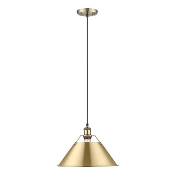 Golden Lighting Orwell 100-Watt 1-Light Aged Brass and Brushed Champagne Bronze Pendant Light