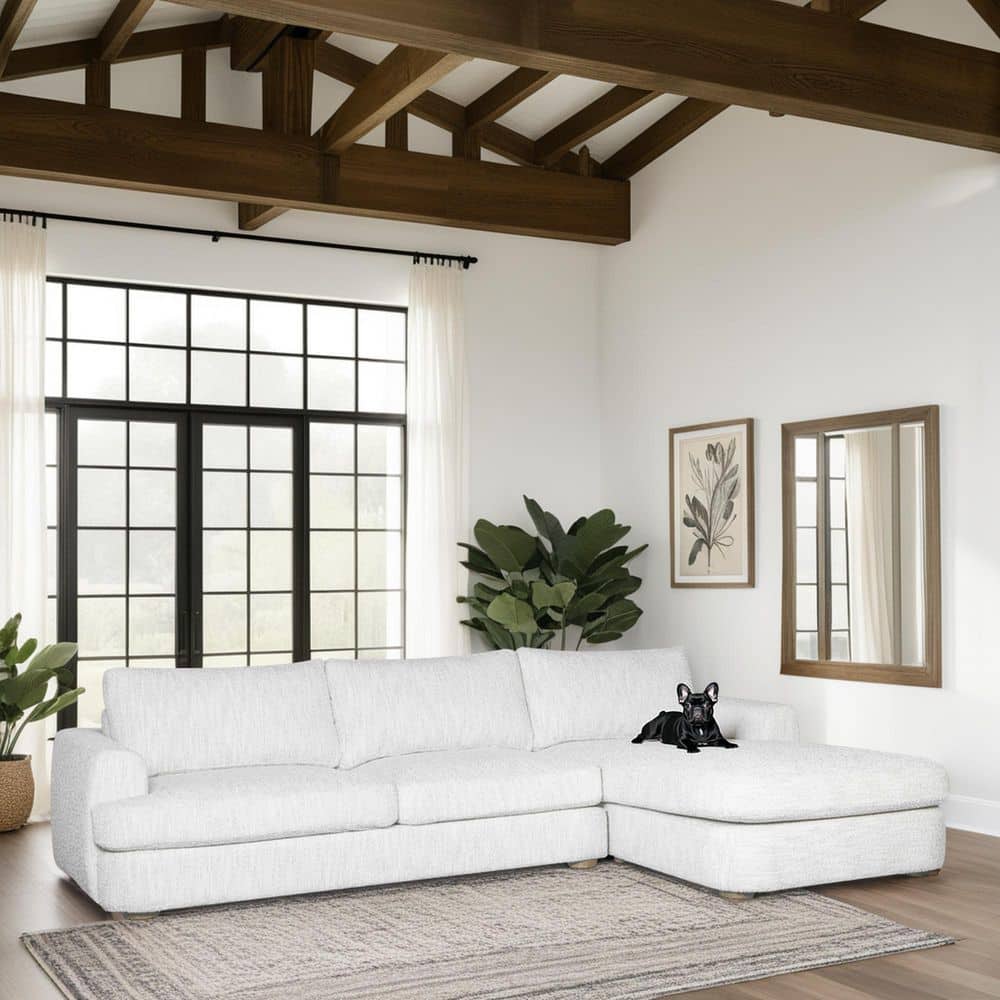 Reid 123 in. Round Arm Polyester Right Arm Facing Rectangle Sectional Sofa 