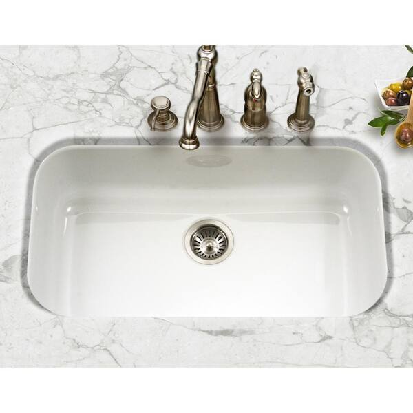 HOUZER Houzer Porcela 31 in. White Porcelain Enamel Steel Undermount Single  Bowl Kitchen Sink - PCG-3600 WH PCG-3600 WH - The Home Depot