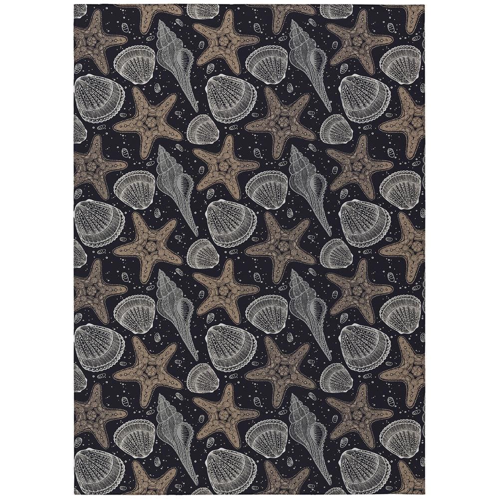 Surfside Black 9 ft. x 12 ft. Geometric Indoor/Outdoor Area Rug