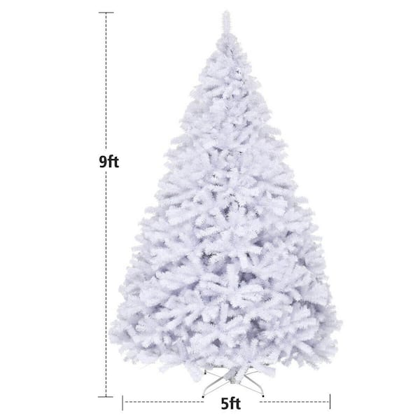 DORTALA Artificial Christmas Tree, 6FT Pine Iridescent Xmas Tree with 792  Branch Tips, Foldable Metal Stand, White