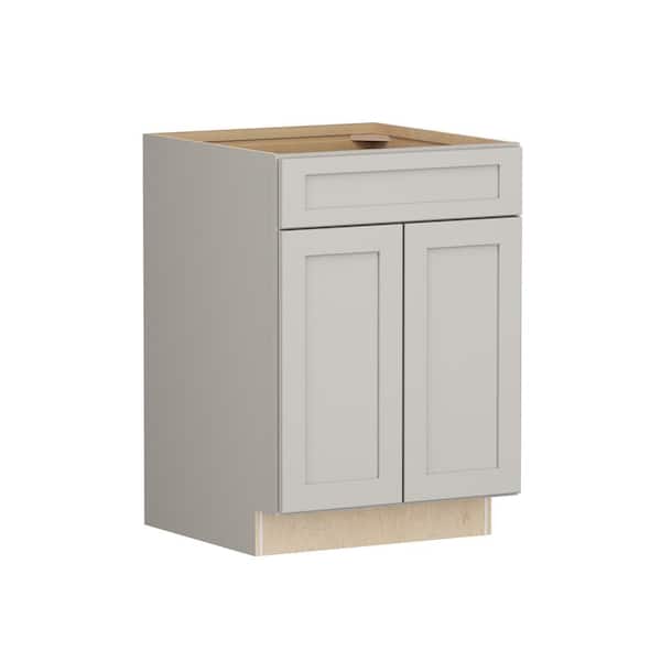 SIMPLY WOODMARK PRO Shaker Full Overlay 24 in. W x 24 in. D x 34.5 in. H Plywood Assembled Base Kitchen Cabinet in Stone Gray