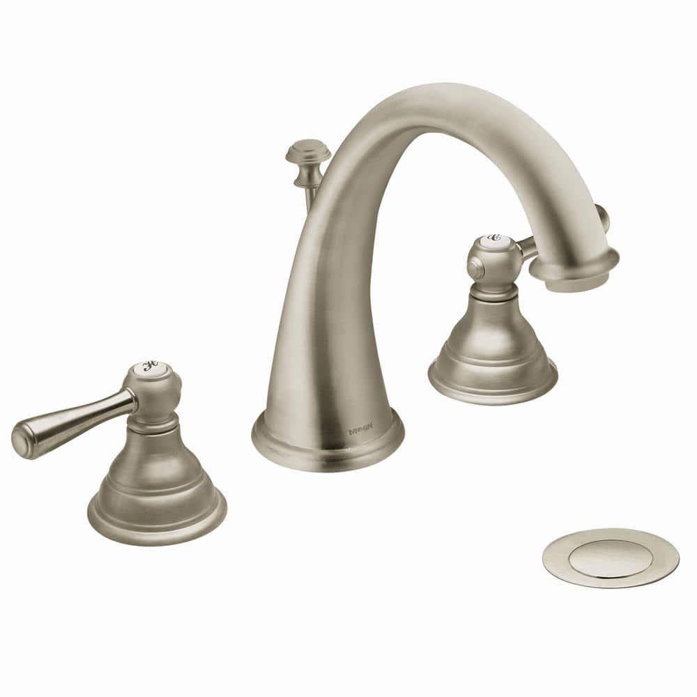 MOEN Kingsley 8 in. Widespread 2-Handle High-Arc Bathroom Faucet Trim Kit in Brushed Nickel (Valve Included) -  T6125BN-9000
