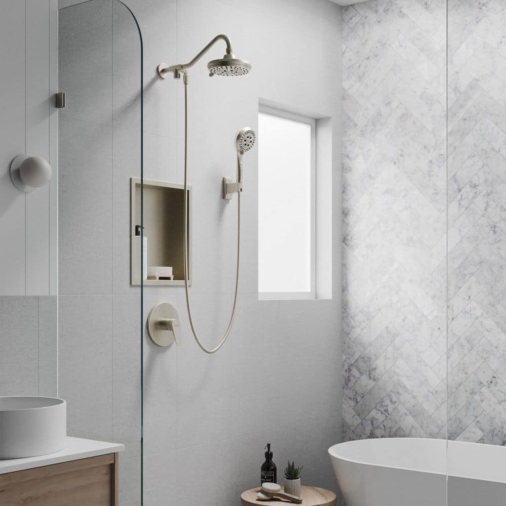 Brushed Nickel Multi-Function Handheld Rain Shower System