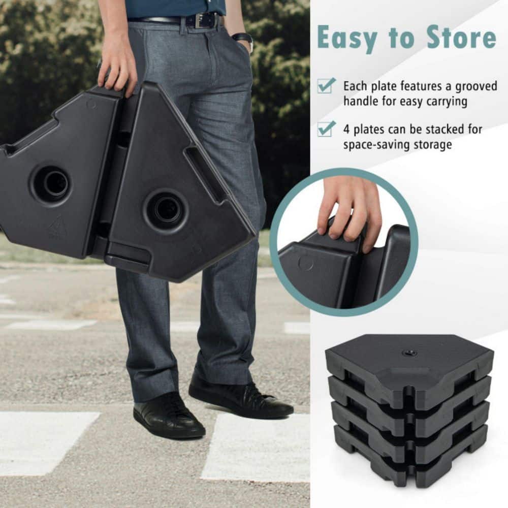 Black Octagonal Heavy-Duty Patio Umbrella Base Weight Set