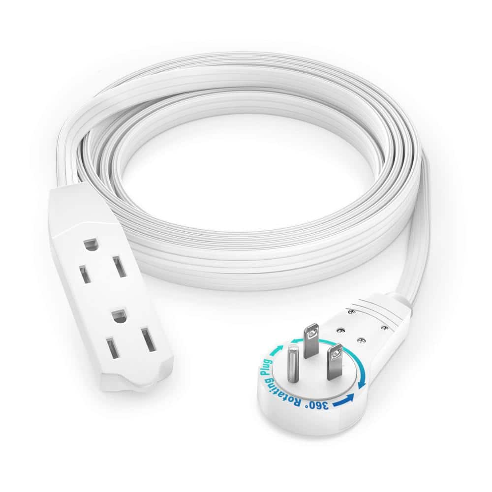 8 ft. 16/3 Light Duty Indoor Extension Cord with 360-Degree Rotating Flat Plug 3-Outlet, 13 Amp, White price history on PriceWatchPro
