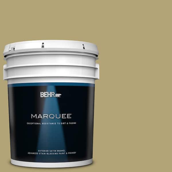 BEHR MARQUEE 5 gal. #PMD-101 Green Fig Satin Enamel Exterior Paint & Primer