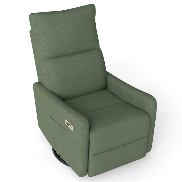 Green 270° Power Swivel Recliner Chair,Rocker Chair,Rocking Recliner,Upholstered Fabric Glider Recliner,Theater Seating