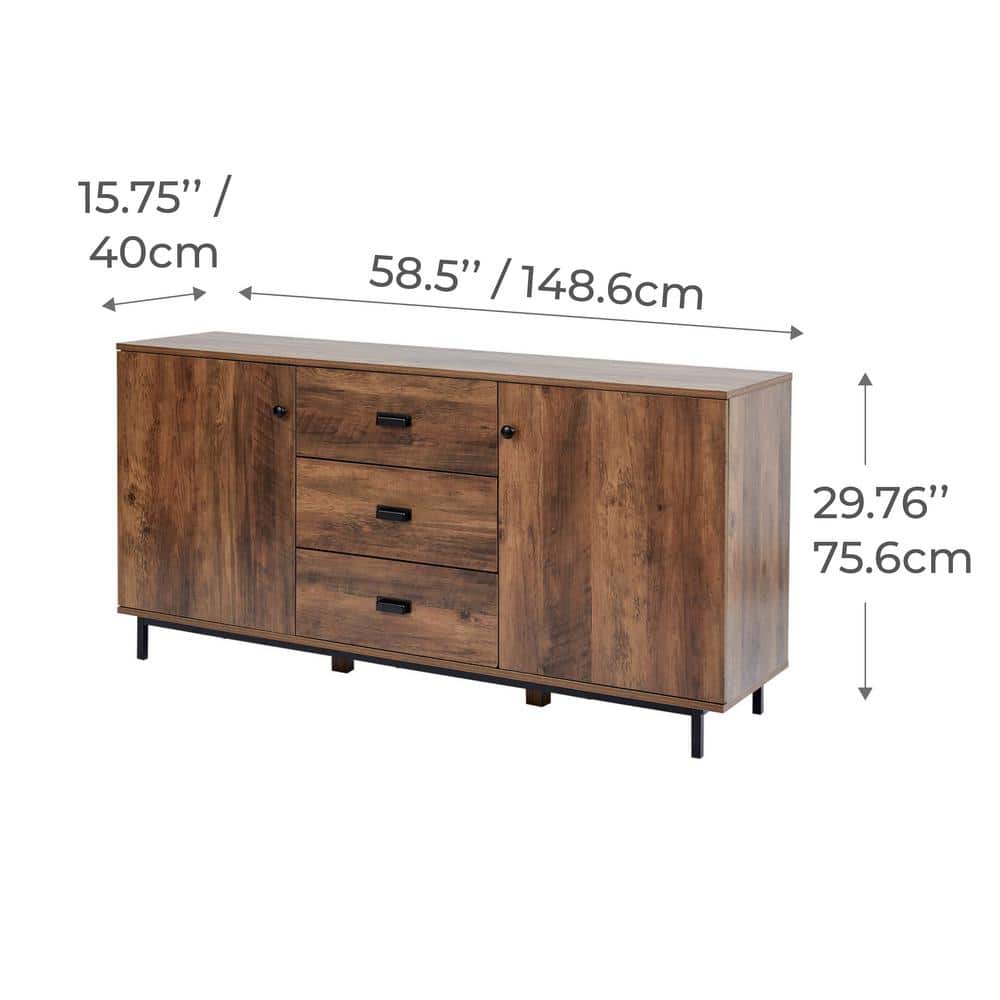Brooklyn 59'' Brown Acacia Sideboard with Metal Legs