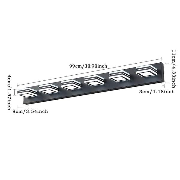 4.72 in.Modern 6-Light Black LED Vanity Lights with Good metal,Acrylic Matte Black Bathroom Vanity Light Over Mirror