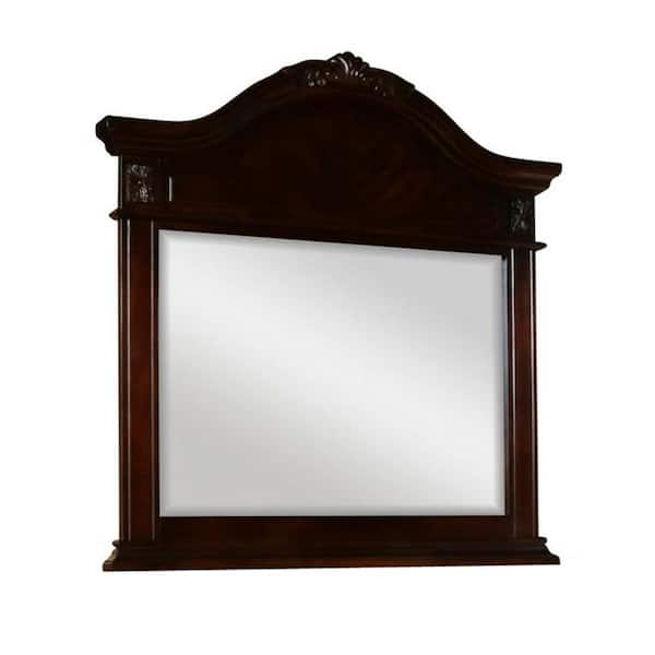 Benjara 42.01 In. X 3.35 In. Arch Wooden Frame Brown Dresser Mirror ...