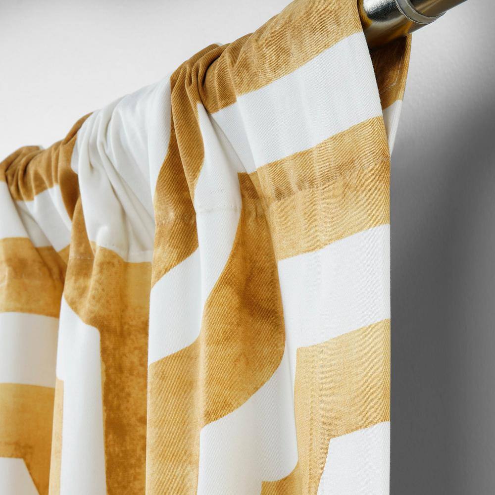 Gold Geometric Cotton Room-Darkening Curtain Panel, 96 Inches