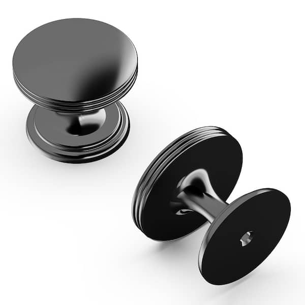 HICKORY HARDWARE American Diner Collection 1-3/8 in. Diameter Black Nickel Modern Round Cabinet Knob for Drawers and Doors (10-Pack)